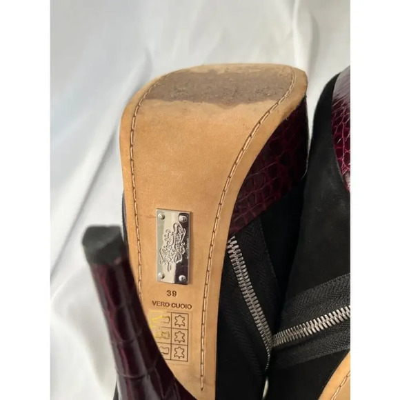 Alejandro ingelmo Black Suede Purple Platform‎ Bootie heels Size 39 - Picture 6 of 9